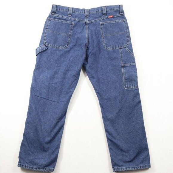 Wrangler Jeans Mens 36x30 (Fits 38x30) Blue Straight Leg Lined Hammer Hoop - Picture 3 of 10